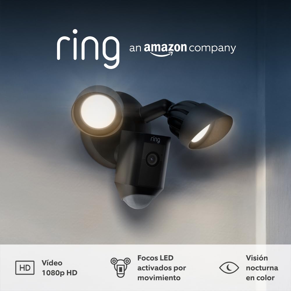 Ring Floodlight Cam Wired Plus de Amazon | Vídeo Full HD 1080p, focos LED y sirena integrada